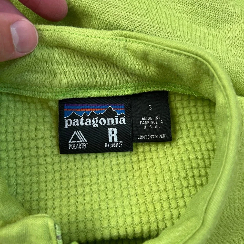 Vintage 2000s Patagonia R1 Polartec Regulator Fleece Vest Lime Green Black S